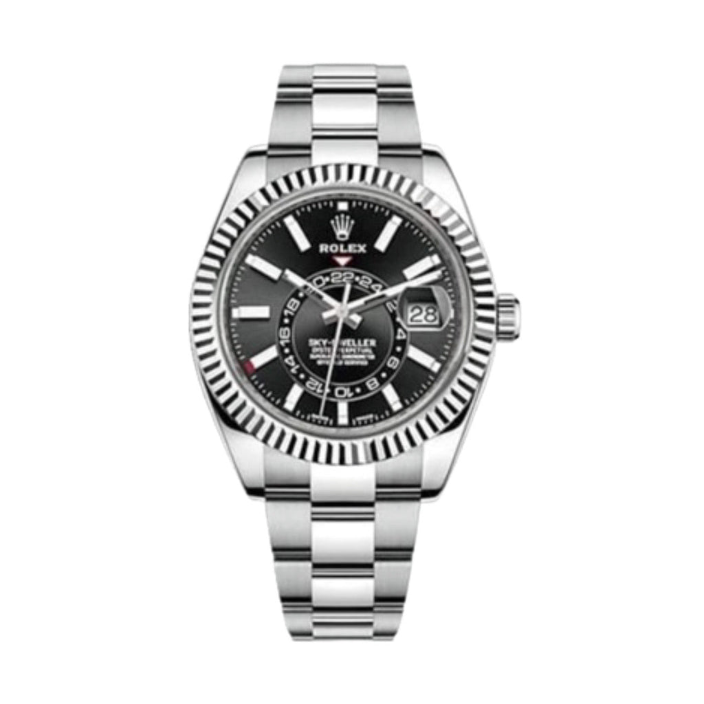 Rolex, Sky-Dweller Automatic Men's 18kt White Gold Black Dial Oyster Watch 326934-0005