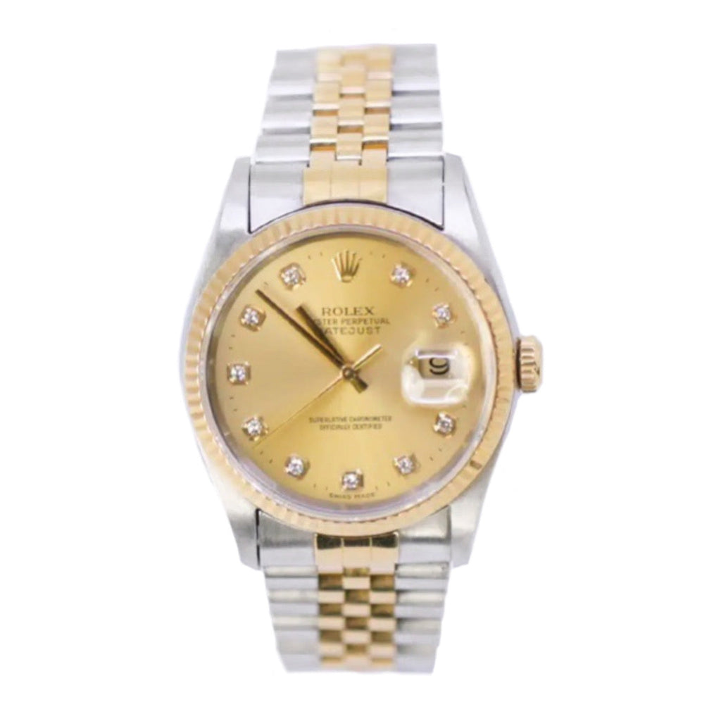 Rolex, Datejust 31 Watch, preowned , stainless steel and 18K yellow gold, Champagne dial, 16233