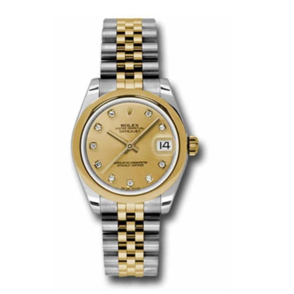 Rolex, Datejust 31 Watch Champagne dial, Smooth Bezel, Steel and Yellow Gold Jubilee Bracelet, 178243 chdj