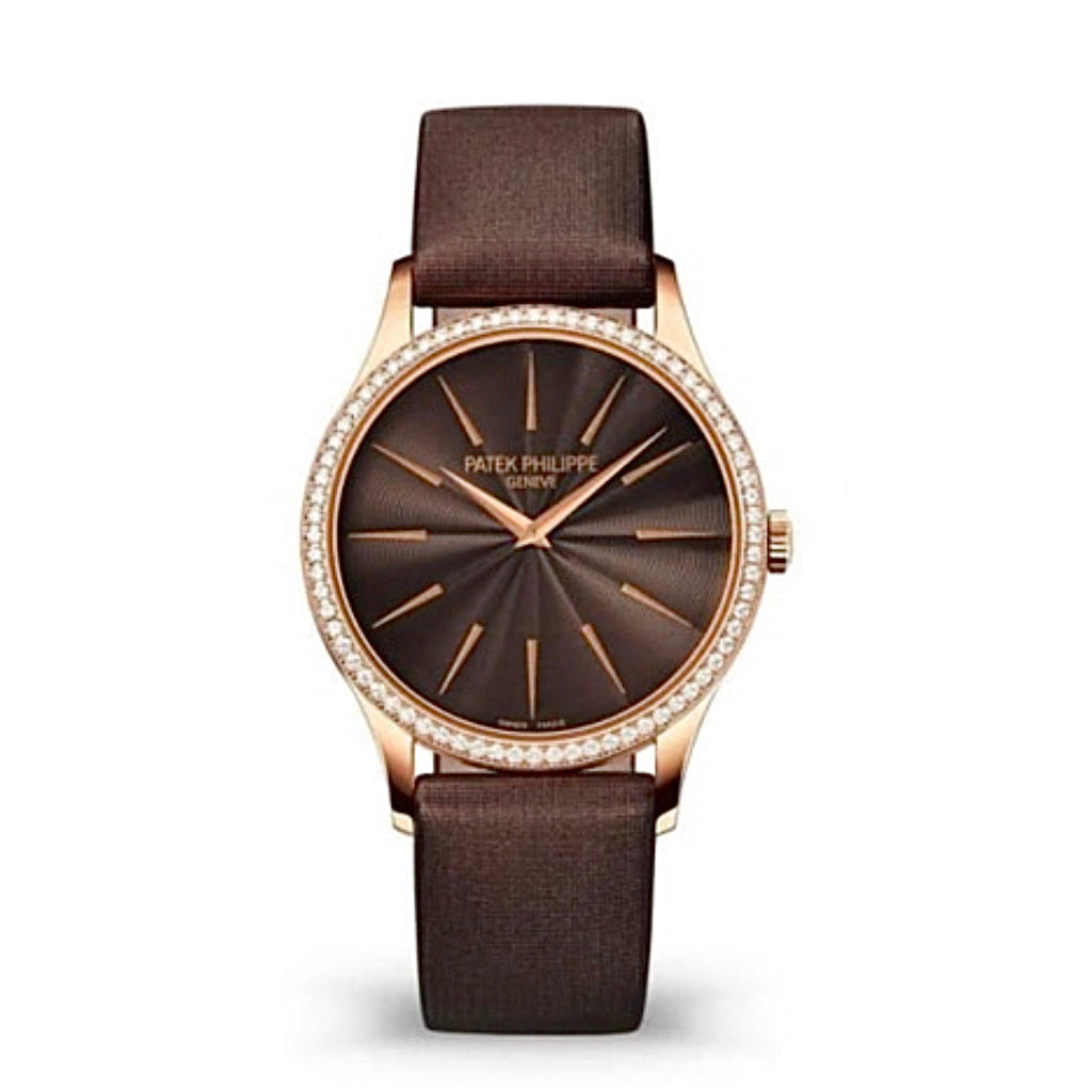 Patek Philippe, Calatrava 18k Rose Gold with Chocolate Brown Guilloched dial Watch, Ref. # 4897R-001