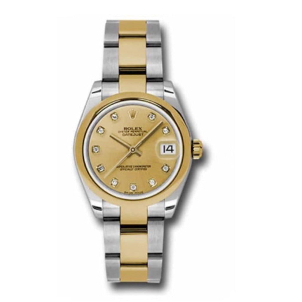 Rolex, Datejust 31 Watch Champagne dial, Smooth Bezel, Steel and Yellow Gold Oyster Bracelet, 178243 chdo