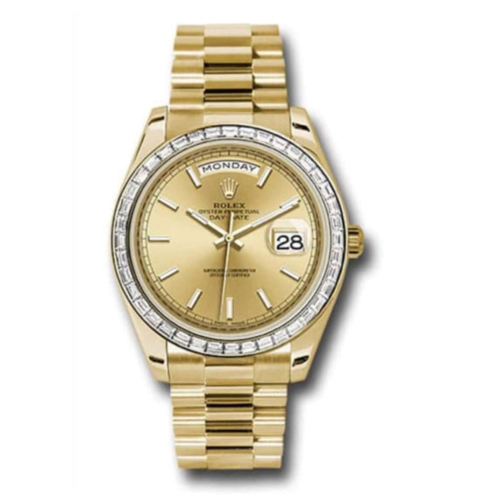 Rolex, Day-Date 40 Presidential, Yellow gold, Champagne dial, Watch Diamond Bezel, President bracelet, 228398tbr-0007