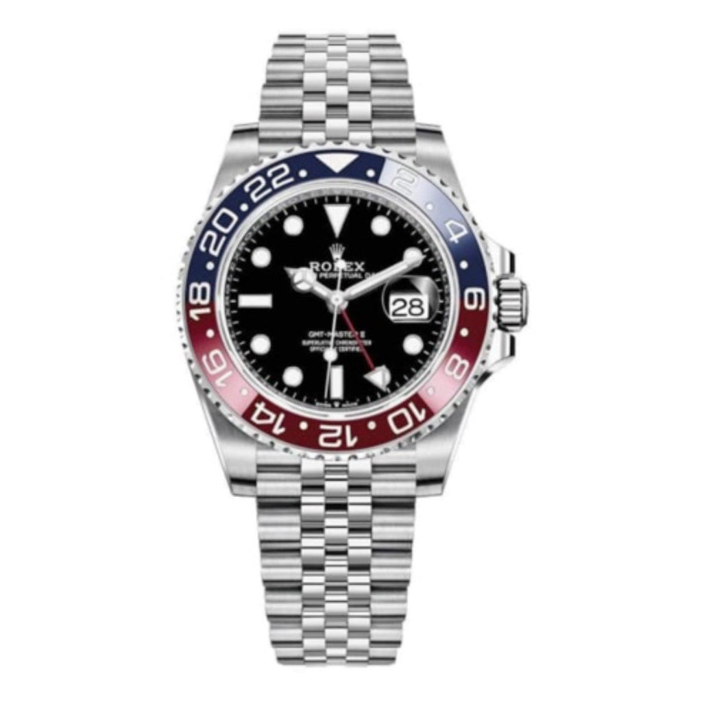 Rolex, GMT-Master II Pepsi Black Dial Stainless Steel Mens Watch 126710blro-0001
