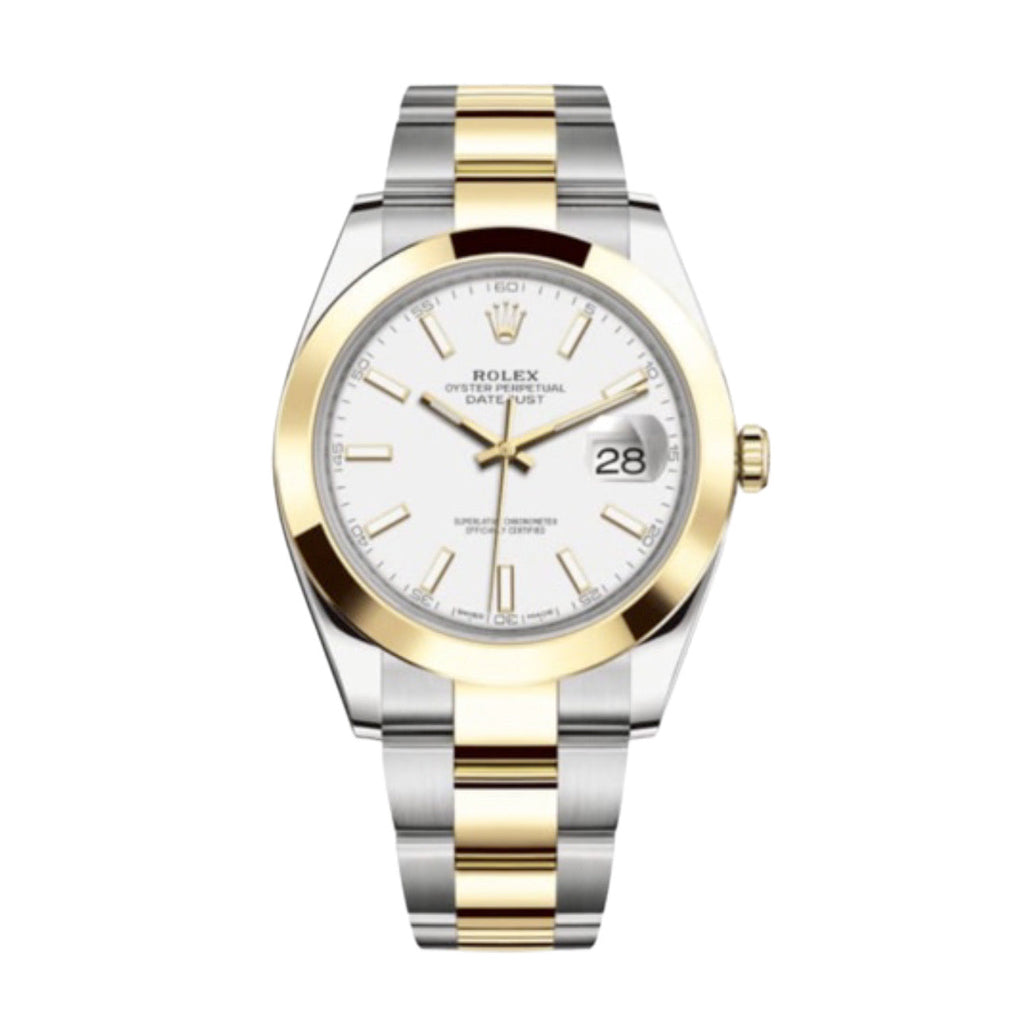 Rolex, Oyster Perpetual Datejust 41mm, Two-Tone Stainless Steel and 18k Yellow Gold Oyster bracelet, White dial Smooth bezel, Stainless Steel and 18k Yellow Gold Case Men's Watch, Ref. # 126303-0015