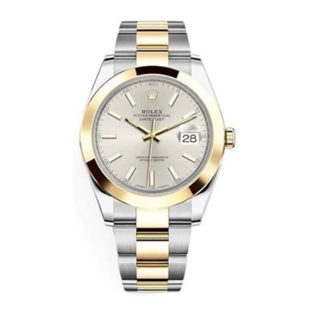 Rolex, Oyster Perpetual Datejust 41mm, Two-Tone Stainless Steel and 18k Yellow Gold Oyster bracelet, Silver dial Smooth bezel, Stainless Steel and 18k Yellow Gold Case Men's Watch, Ref. # 126303-0001