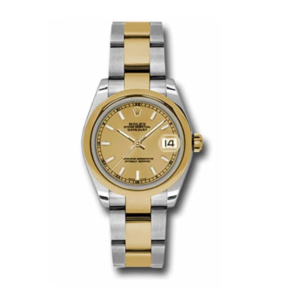 Rolex, Datejust 31 Watch Champagne dial, Smooth Bezel, Steel and Yellow Gold Oyster Bracelet, 178243 chio