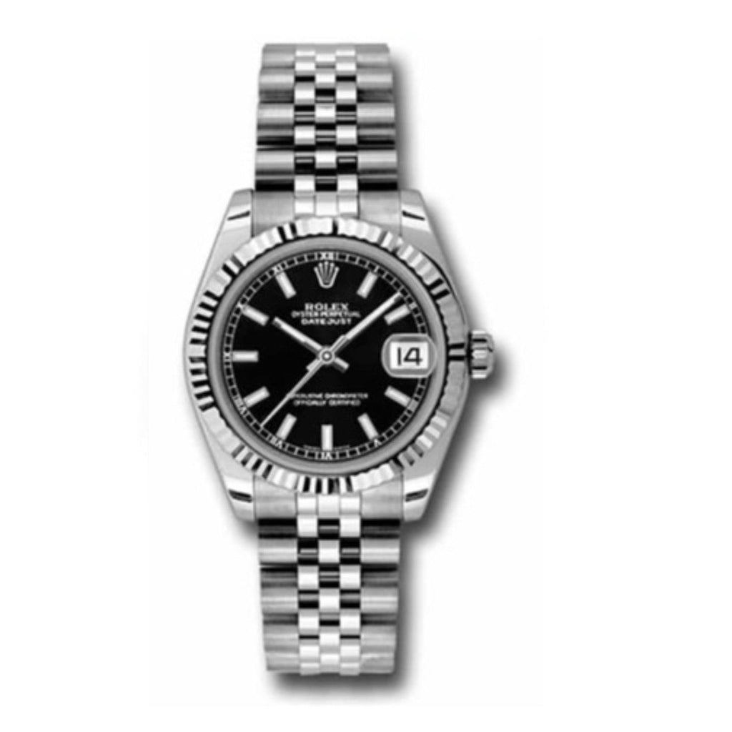 Rolex, Perpetual Datejust 31mm, Stainless Steel Jubilee bracelet, Black dial Fluted bezel, Ladies Watch 178274-0004