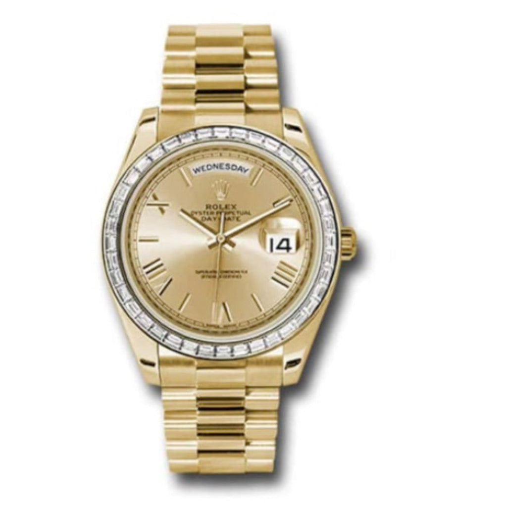 Rolex, Day-Date 40 Presidential, Yellow gold, Champagne dial, Watch Diamond Bezel, President bracelet, 228398tbr-0003