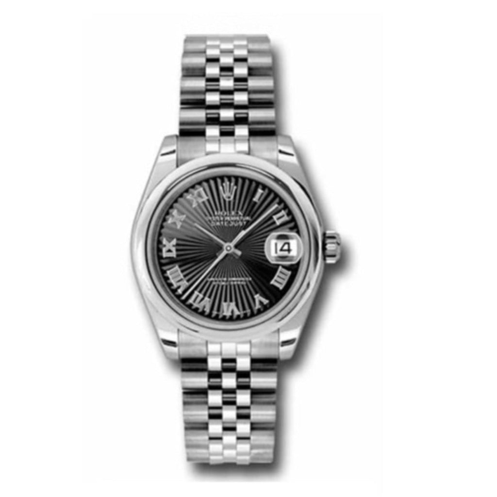 Rolex, Datejust 31mm, Stainless Steel Jubilee bracelet, Black dial Smooth bezel, Ladies Watch 178240 bksbrj