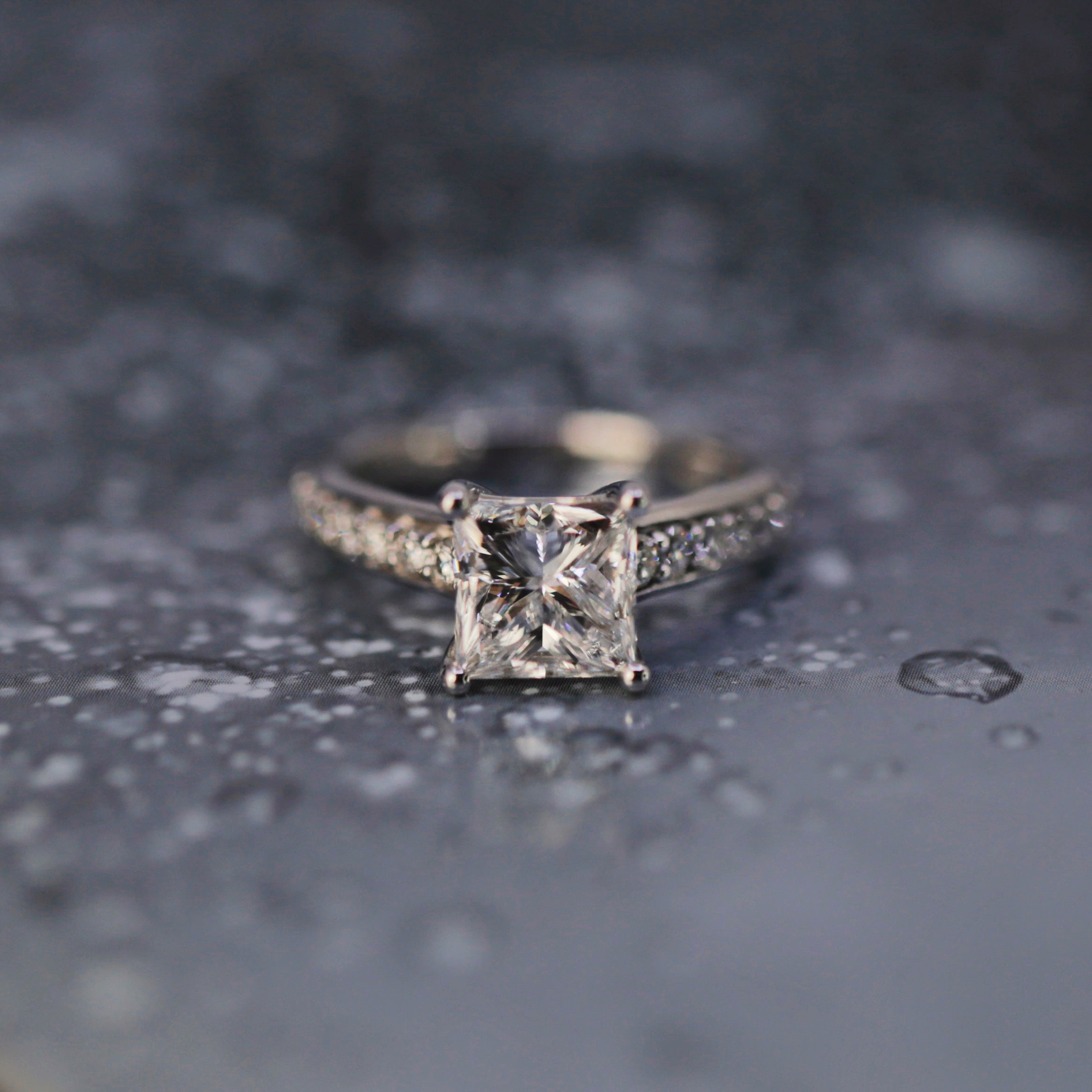 Lab Grown Diamond Radiant Cut Cathedral Style Engagement Ring