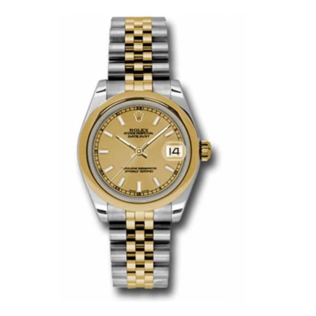 Rolex, Datejust 31 Watch Champagne dial, Smooth Bezel, Steel and Yellow Gold Jubilee Bracelet, 178243