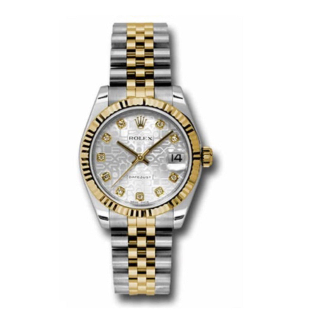 Rolex, Datejust 31 Watch Silver dial, Fluted Bezel, Steel and Yellow Gold Jubilee Bracelet, 178273 sjdj