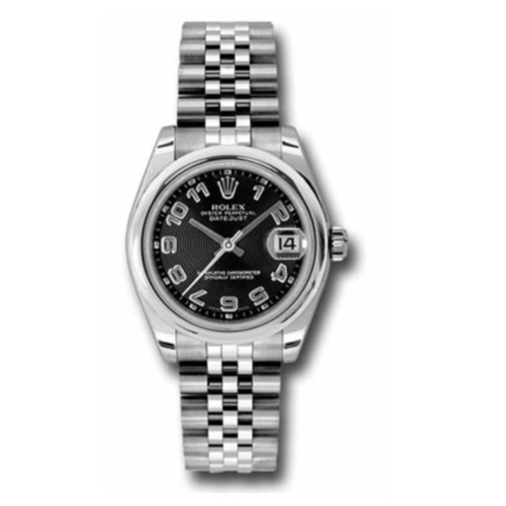 Rolex, Datejust 31mm, Stainless Steel Jubilee bracelet, Black dial Smooth bezel, Ladies Watch 178240-0019