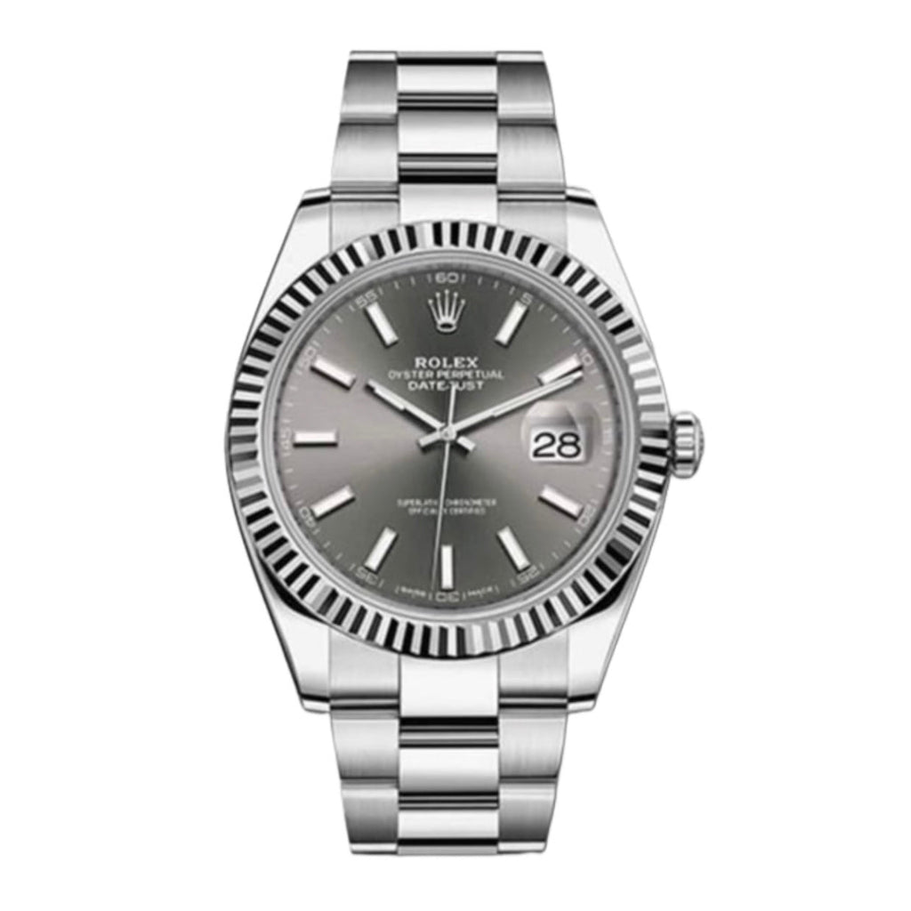 Rolex, Oyster Perpetual Datejust 41mm, Stainless Steel Oyster bracelet, Rhodium dial Fluted bezel, Stainless steel and 18k white gold Case Men's Watch, Ref. # 126334-0013