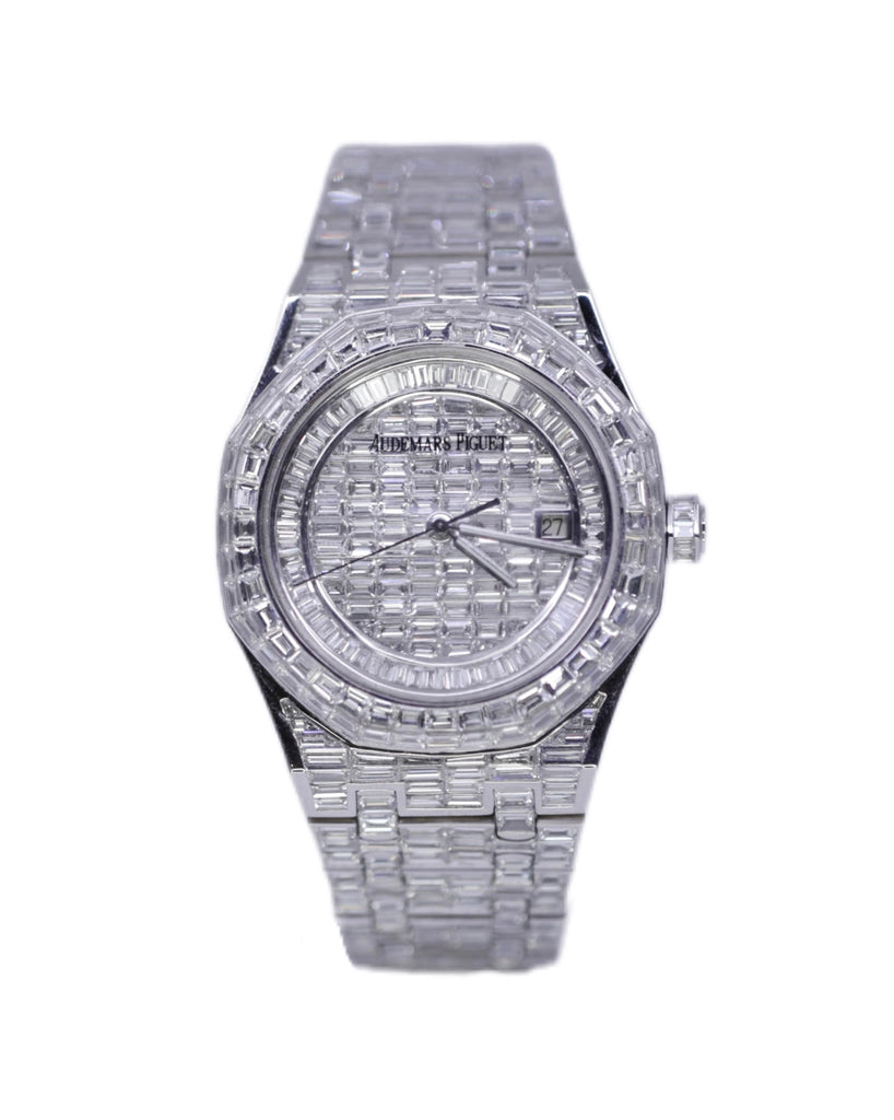 Audemars Piguet, Royal Oak Chandelier Diamonds 41 mm, 18k White Gold Bracelet & White Dial Mens Watch, Ref. # 15400st