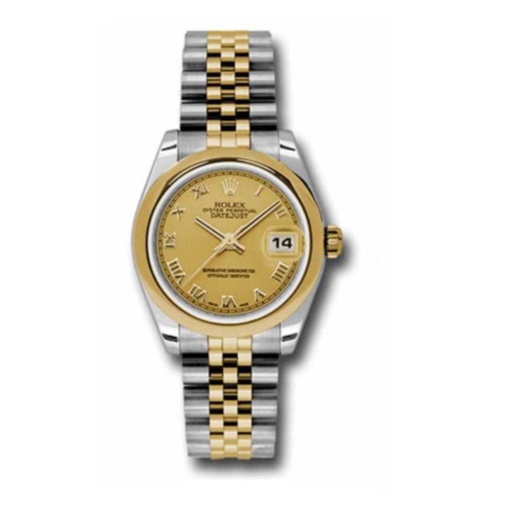 Rolex, Datejust 31 Watch Champagne dial, Smooth Bezel, Steel and Yellow Gold Jubilee Bracelet, 178243