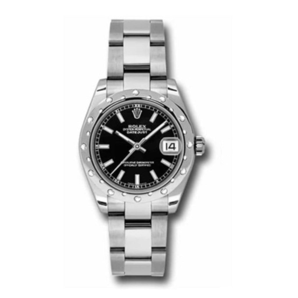 Rolex, Datejust 31mm, Stainless Steel Oyster bracelet, Black dial, Ladies Watch 178344-0057