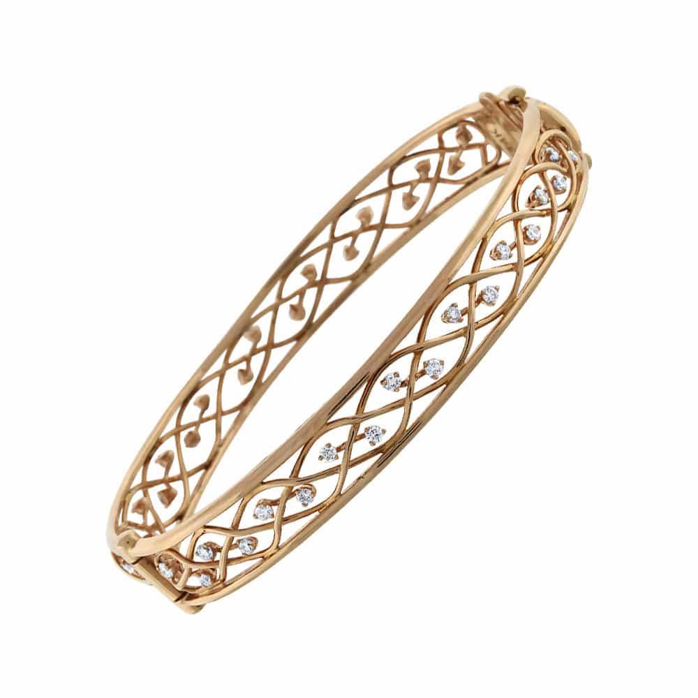 Ladies Bangle 14k Rose Gold with 1.00ct.w bracelet BR-1500