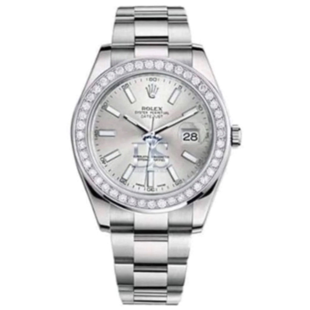 Rolex, Datejust II 41mm, Stainless Steel Oyster bracelet, Silver dial Diamond bezel, Men's Watch 116300SDB