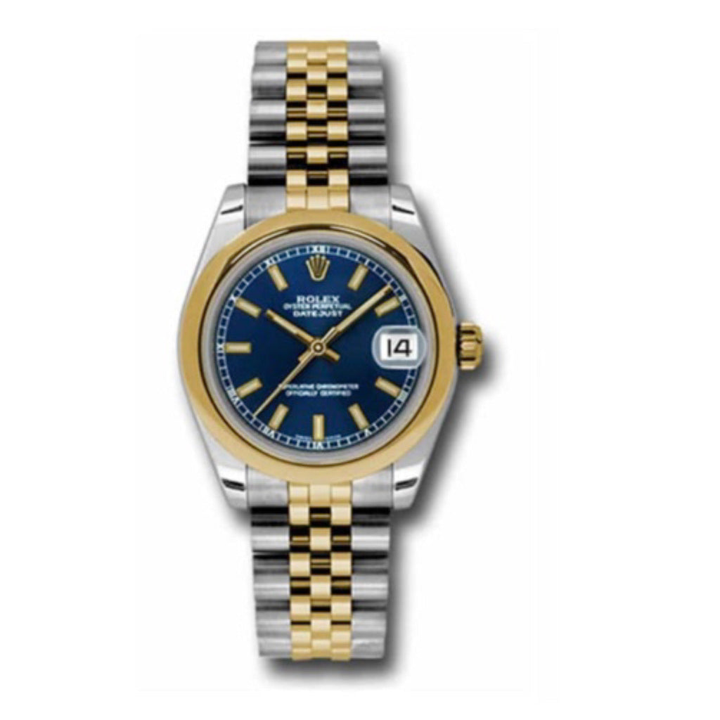 Rolex, Datejust 31 Watch Blue dial, Smooth Bezel, Steel and Yellow Gold Jubilee Bracelet, 178243 blij