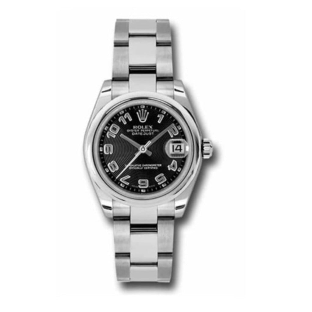 Rolex, Datejust 31mm, Stainless Steel Oyster bracelet, Black dial Diamond bezel, Ladies Watch 178240-0011