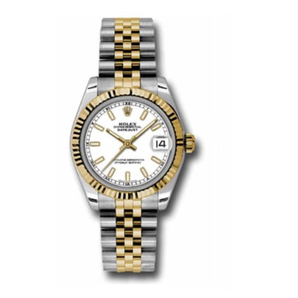 Rolex, Datejust 31 Watch White dial, Fluted Bezel, Steel and Yellow Gold Jubilee Bracelet,178273 wij