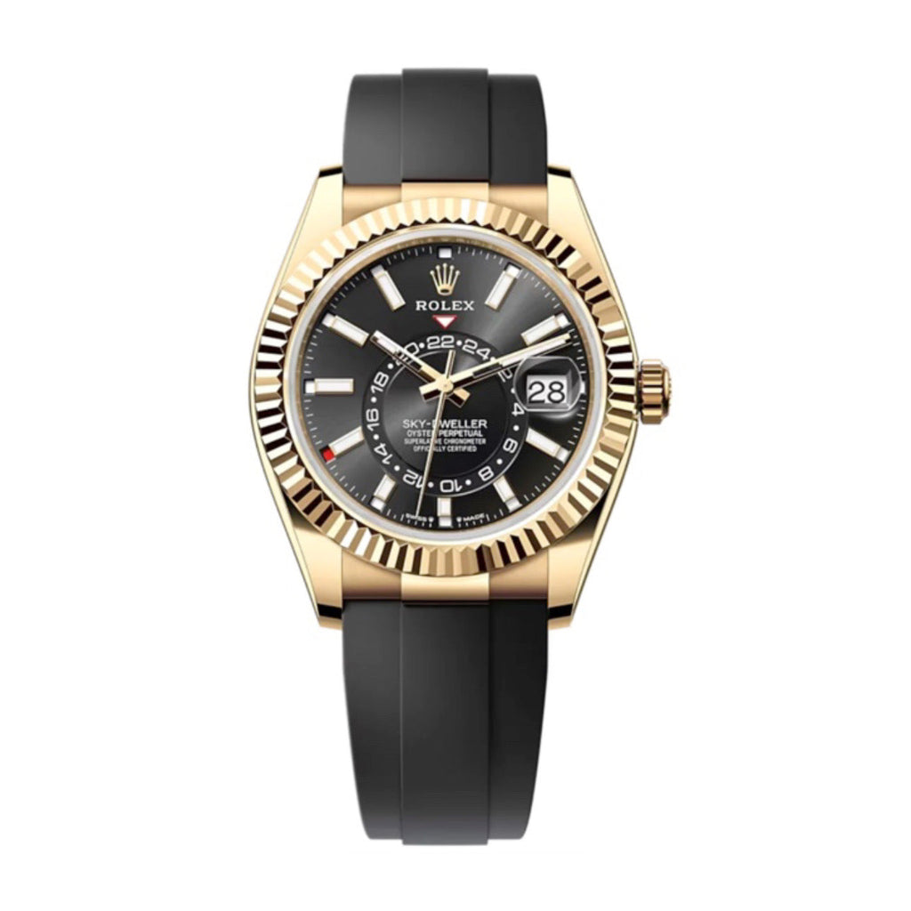 2023 Release Rolex, Sky-Dweller, Bright black dial, Oysterflex bracelet, 18k yellow gold Watch 336238