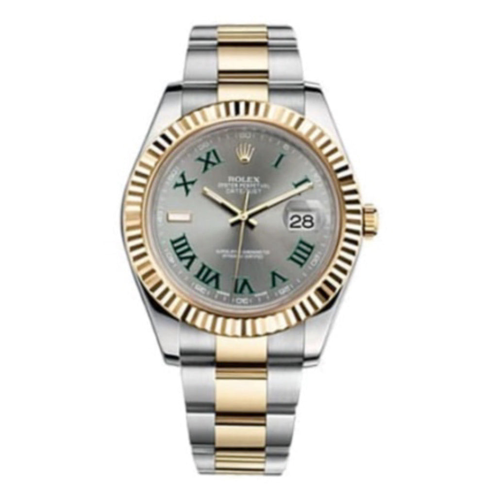 Wimbledon Rolex, Oyster Perpetual Datejust 41mm, Two-Tone Stainless Steel with 18k Yellow Gold Oyster bracelet, Silver dial Fluted bezel, Men's Watch 126333-0019, Mint condition model