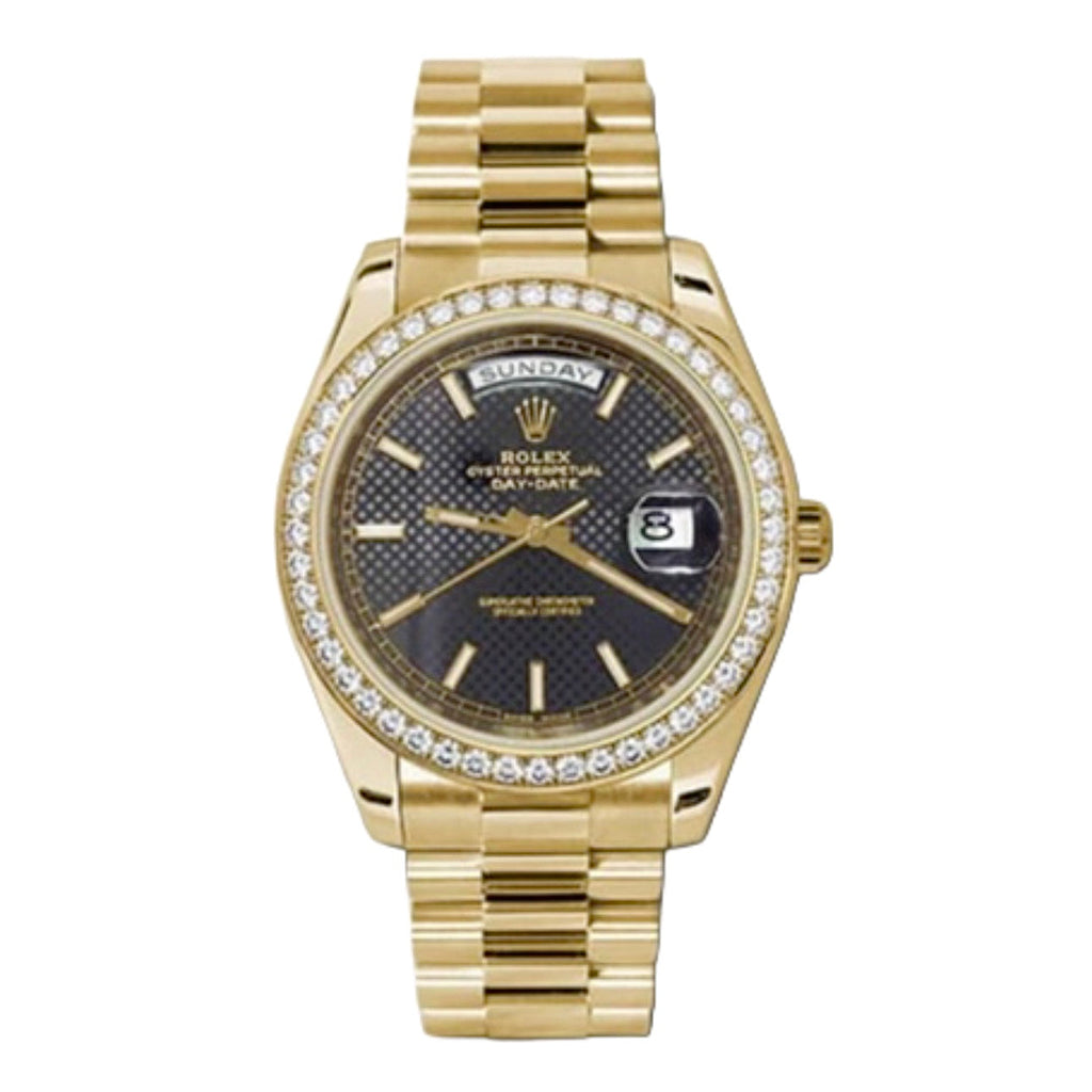 Rolex, Day-Date 40 Presidential Yellow gold, Black dial, Watch Diamond Bezel, President bracelet, 228348rbr-0004