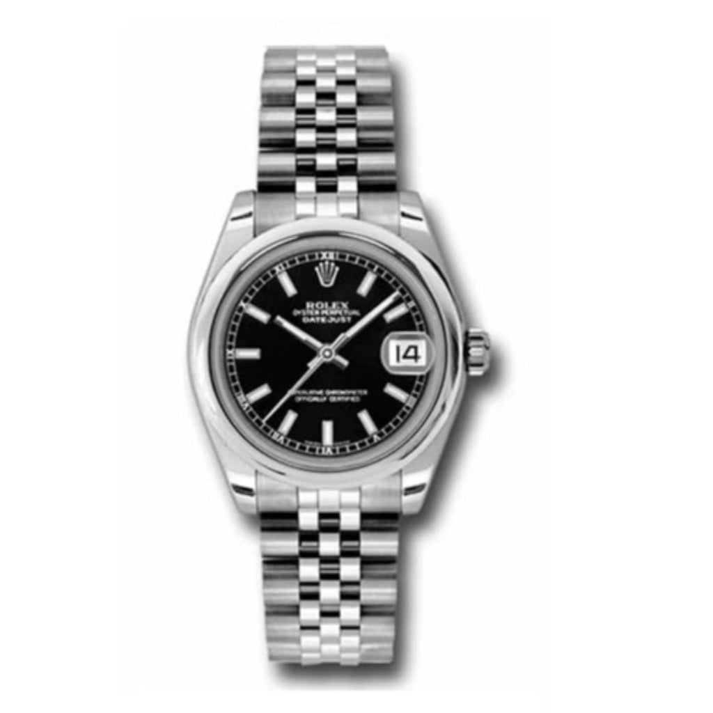 Rolex, Datejust 31mm, Stainless Steel Jubilee bracelet, Black dial Smooth bezel, Ladies Watch 178240-0016
