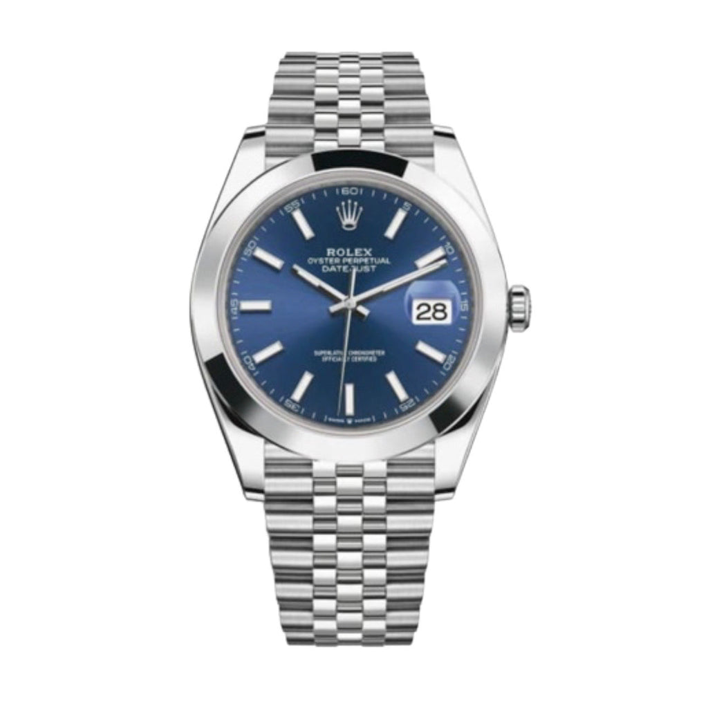 Rolex, Datejust 41mm, Stainless Steel Jubilee bracelet, Blue dial Smooth bezel, Men's Watch, Ref. # 126300-0002