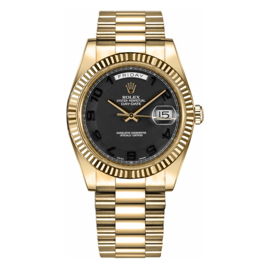 Rolex, Day-Date 41 Black Dial Roman Numerals Yellow Gold Men's Watch 218238