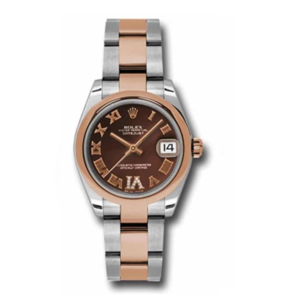 Rolex, Ladies Watch Datejust 31mm Chocolate dial, Smooth bezel, Stainless steel, and 18k Rose gold Oyster, 178241 chdro