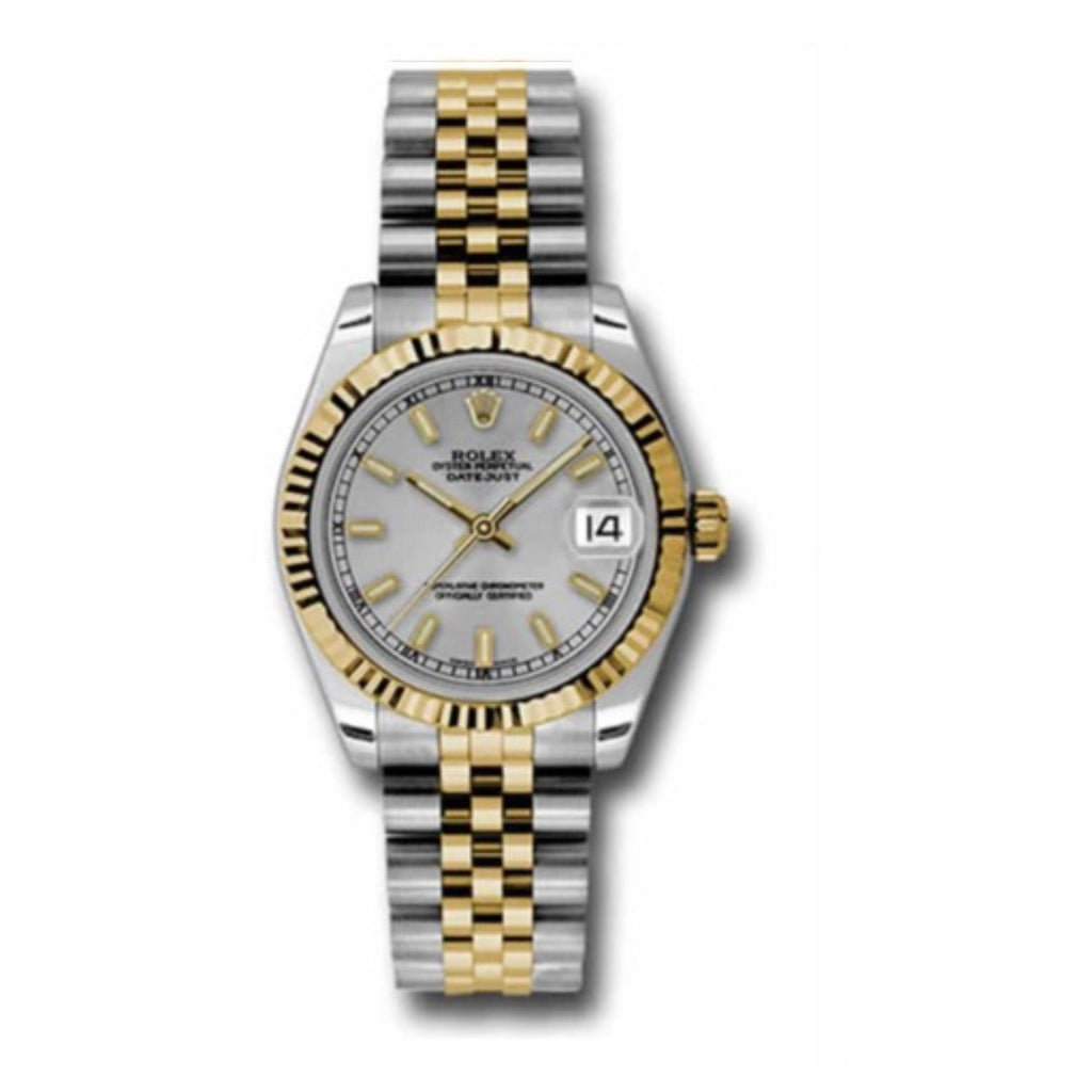 Rolex, Datejust 31 Watch Silver dial, Fluted Bezel, Steel and Yellow Gold Jubilee Bracelet, 178273 sij