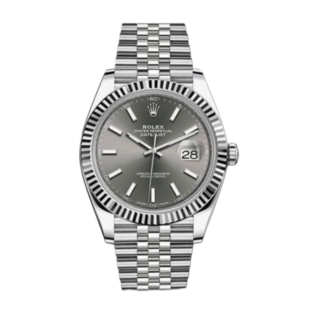 Rolex, Oyster Perpetual Datejust 41mm, Stainless Steel Jubilee bracelet, Dark rhodium dial Fluted bezel, Stainless steel and 18k white gold Case Men's Watch, Ref. # 126334-0014