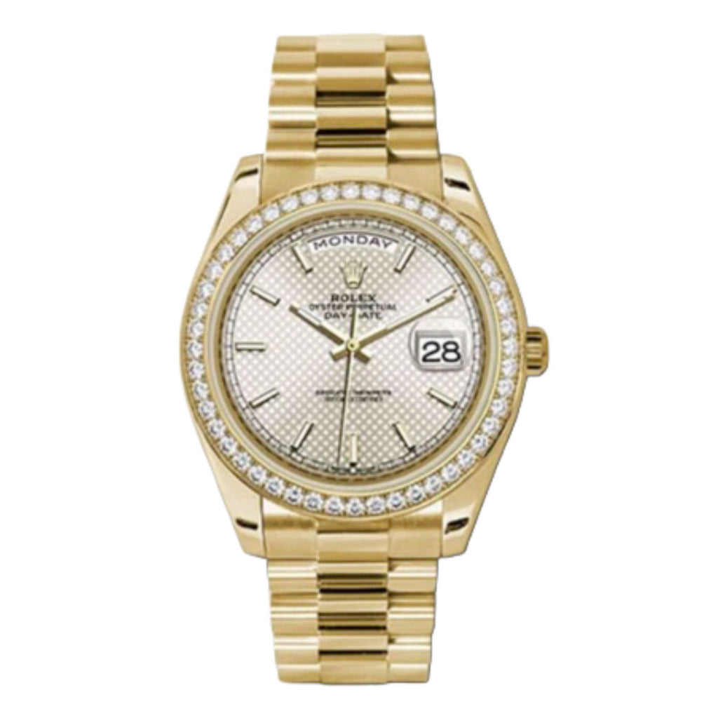 Rolex, Day-Date 40 Presidential, Yellow gold, Silver dial, Watch Diamond Bezel, 228348rbr-0005