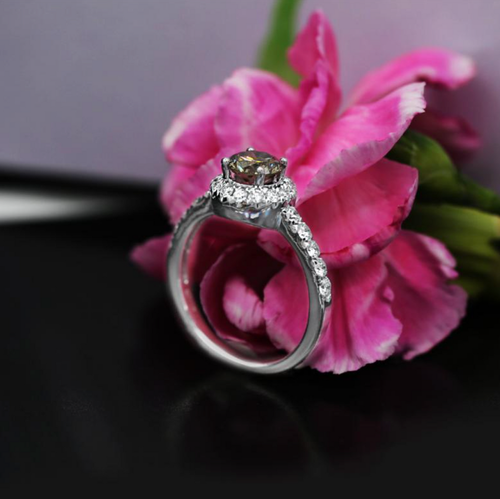 Fantastic 18K White Gold Engagement Ring With Fancy Dark Yellowish Brown Center Diamond ENG-4566902