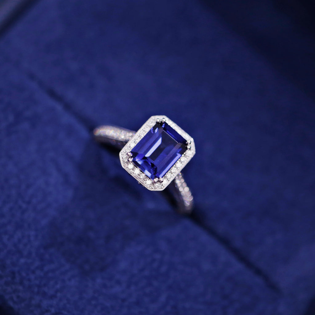 Fantastic 18k White Gold Blue Sapphire Ring with 4.10ct of TDW, RIN-7505