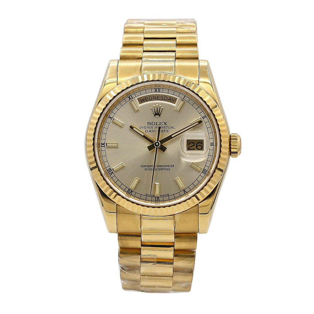 Mens Rolex, Day-Date Presidential 18k Yellow Gold w/ Silver Index Dial 118238sip