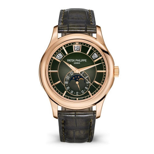 Patek Philippe, 5205R-011 Olive Green Sunburst Complications Automatic Men's Rose Gold Watch, Ref. #