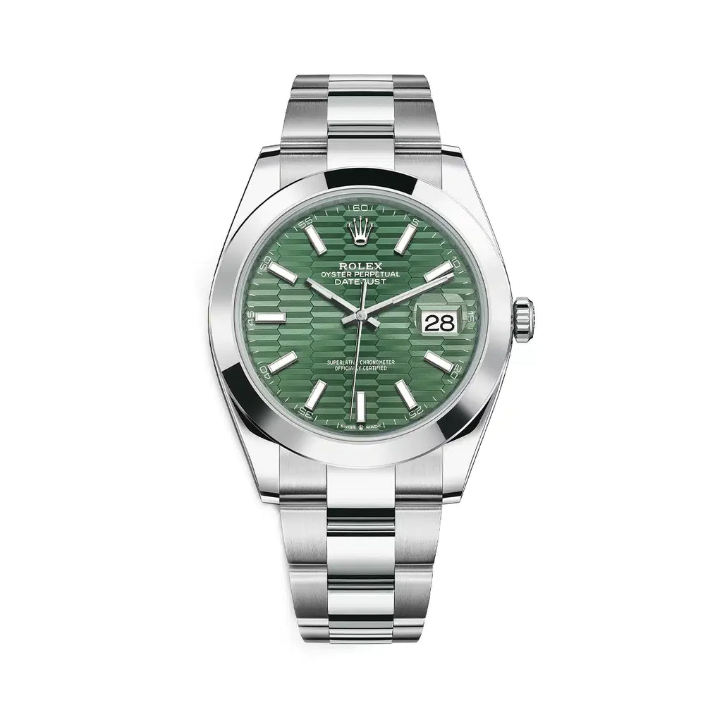 2023 Release Rolex, Datejust 41mm, Stainless Steel Oyster bracelet, Mint green dial Smooth bezel, Men's Watch 126300