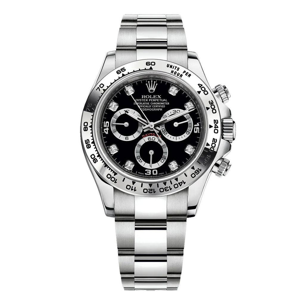 Rolex, Cosmograph Daytona 18k White Gold, Black dial, Watch Oyster bracelet 116509-0055