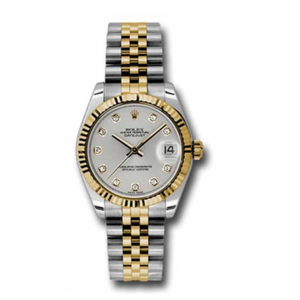 Rolex, Datejust 31 Watch Silver dial, Fluted Bezel, Steel and Yellow Gold Jubilee Bracelet, 178273 sdj