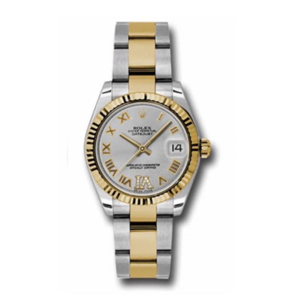 Rolex, Datejust 31 Watch Silver dial, Fluted Bezel, Steel and Yellow Gold Oyster Bracelet, 178273 sdro