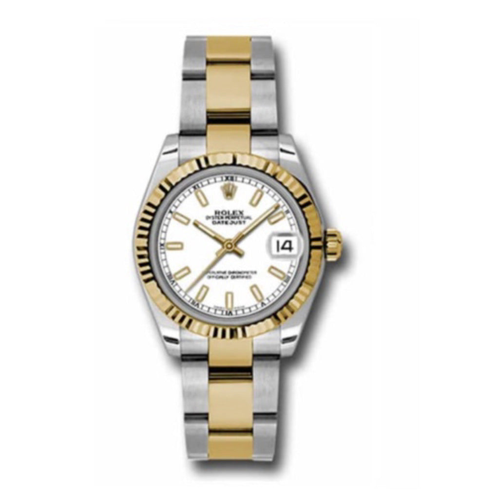 Rolex, Datejust 31 Watch White dial, Fluted Bezel, Steel and Yellow Gold Oyster Bracelet, 178273 wio