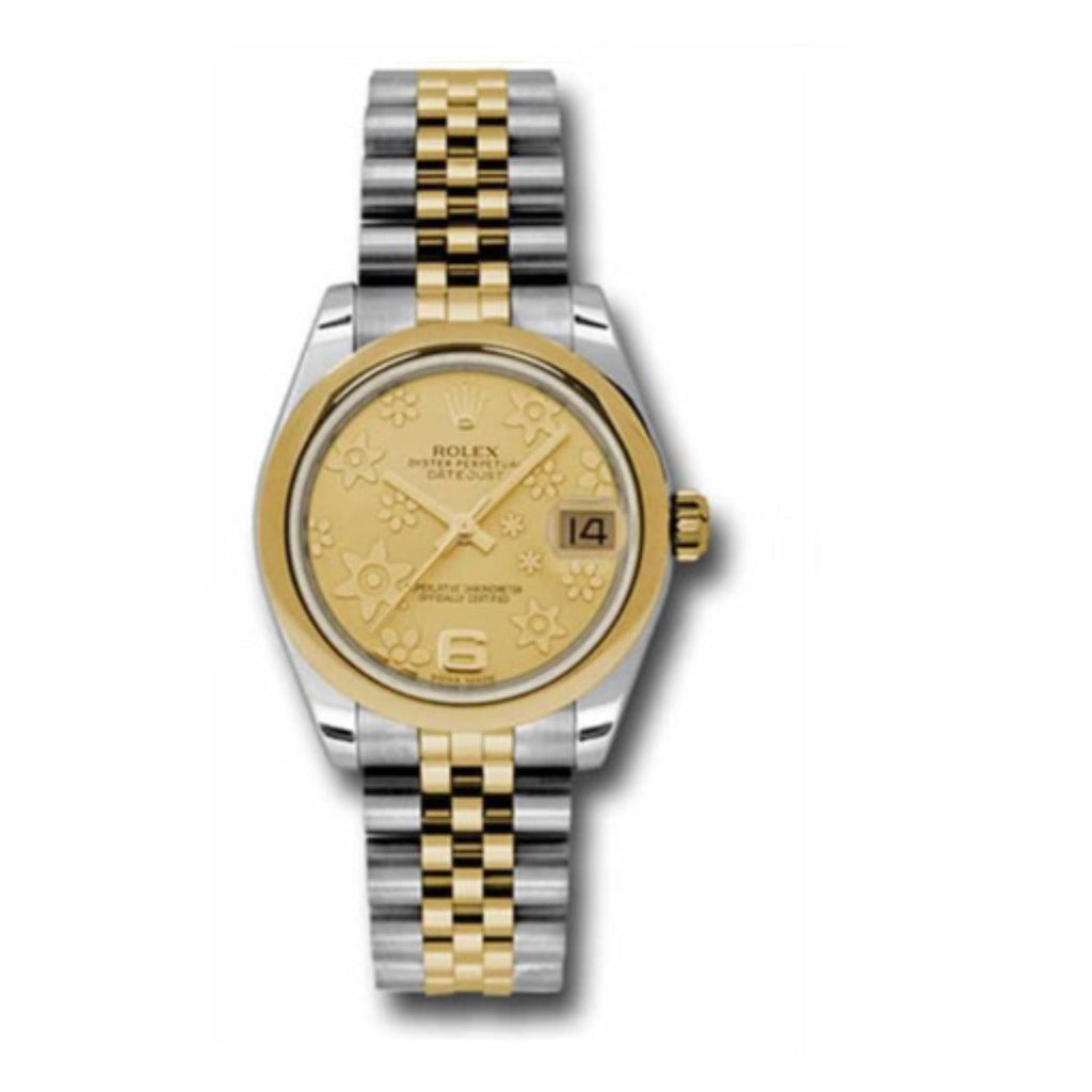 Rolex, Datejust 31 Watch Champagne dial, Smooth Bezel, Steel and Yellow Gold Jubilee Bracelet, 178243