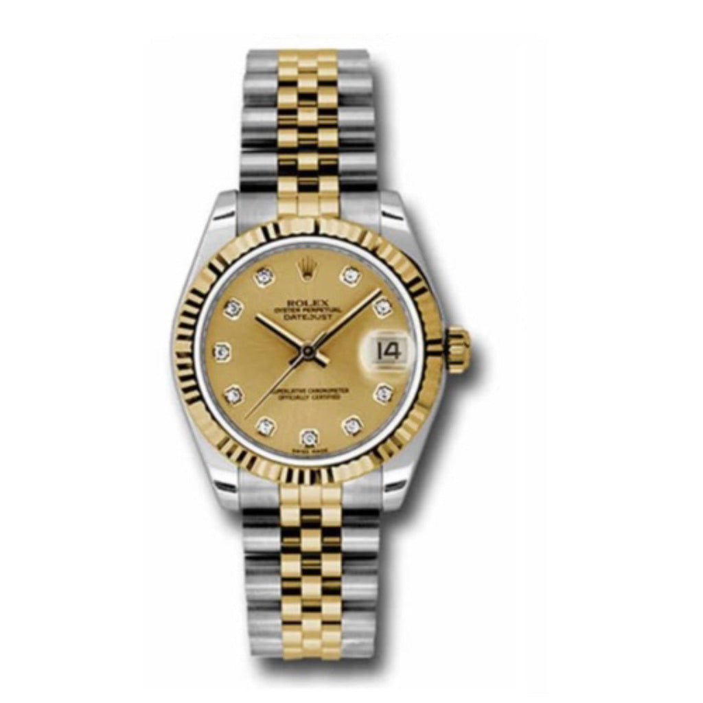 Rolex, Datejust 31 Watch Champagne dial, Fluted Bezel, Steel and Yellow Gold Jubilee Bracelet, 178273 178273 chdj