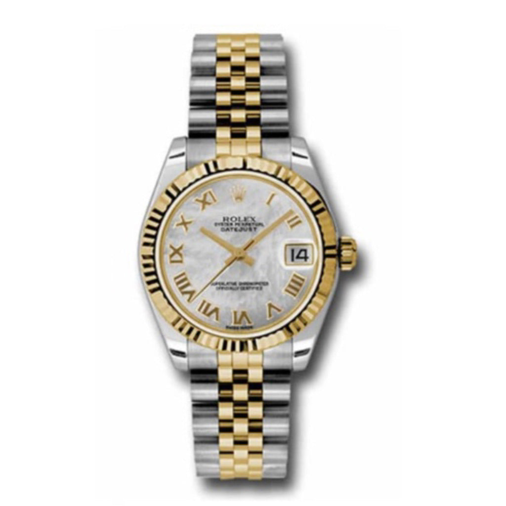 Rolex, Datejust 31 Watch Mother of pearl dial, Fluted Bezel, Steel and Yellow Gold Jubilee Bracelet,178273 mrj