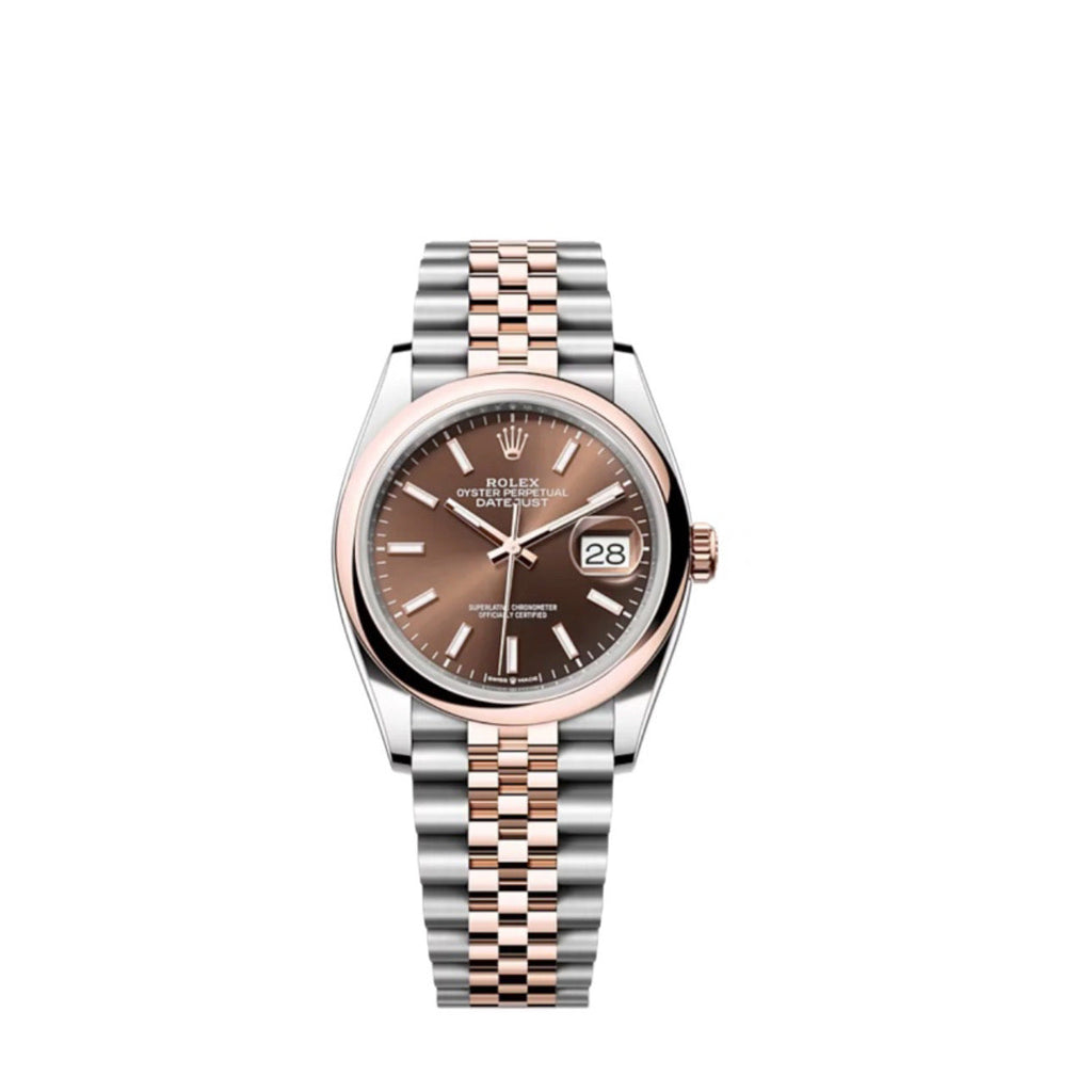  Rolex, Datejust 36, Smooth bezel, Chocolate dial, Jubilee bracelet, Oystersteel and 18k Everose gold Watch 126201