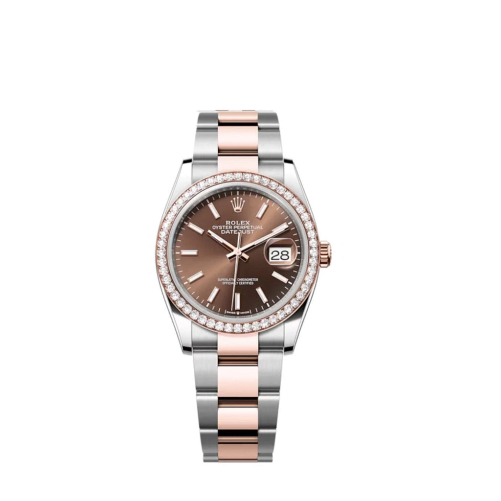 Rolex, Datejust 36, Chocolate dial, Oyster bracelet, Oystersteel and 18k Everose gold Watch 126281RBR